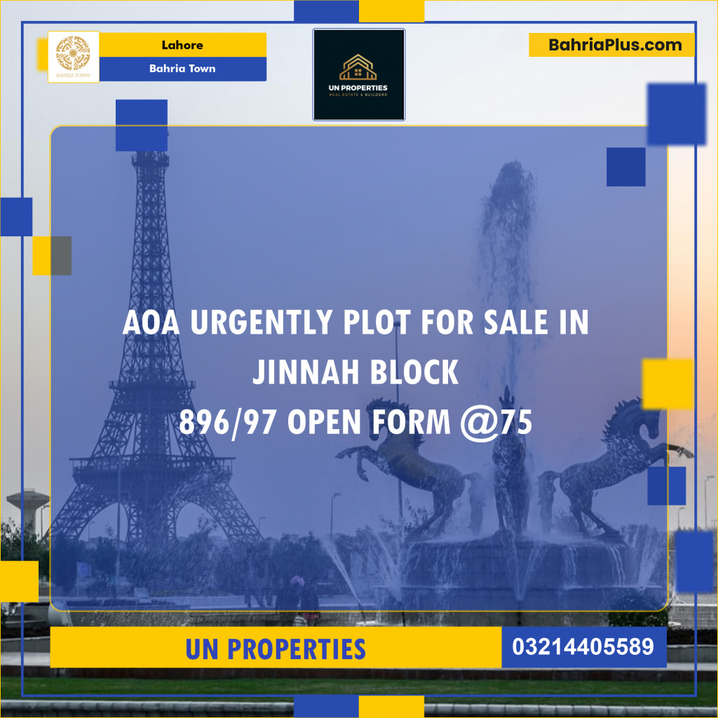 Residential Plot for Sale in Bahria Town, Lahore - (BP-136243)