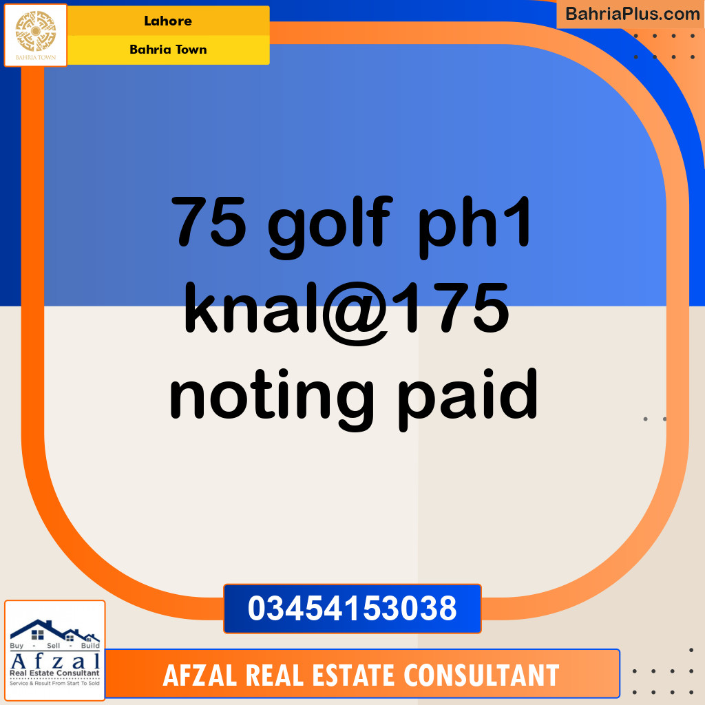 Residential Plot for Sale in Bahria Town, Lahore - (BP-136257)