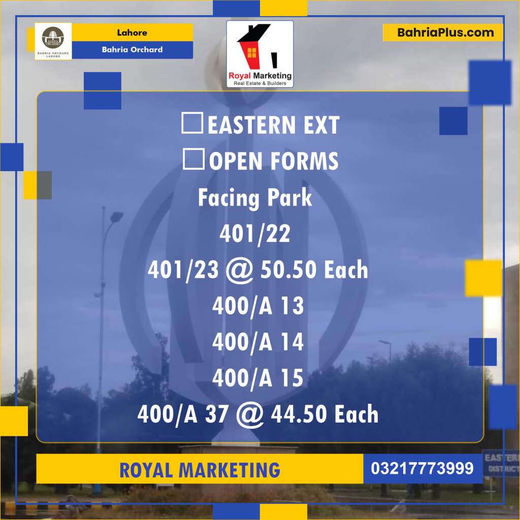 Residential Plot for Sale in Bahria Orchard, Lahore - (BP-136291)