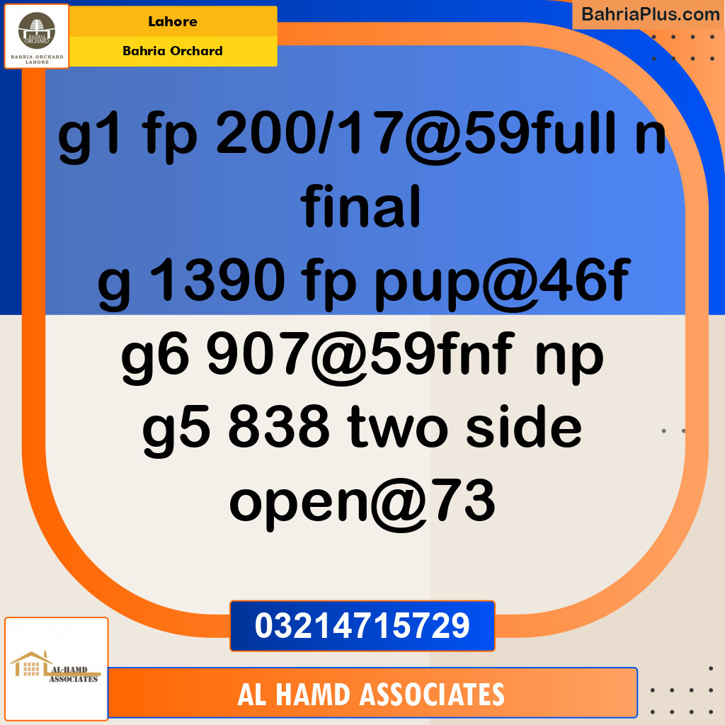 Residential Plot for Sale in Bahria Orchard, Lahore - (BP-136315)