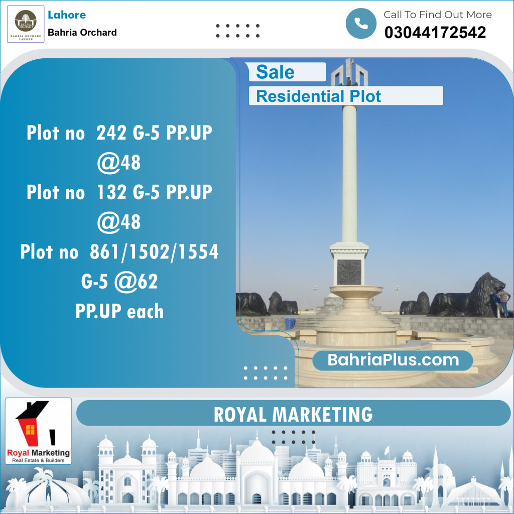 Residential Plot for Sale in Bahria Orchard, Lahore - (BP-136360)