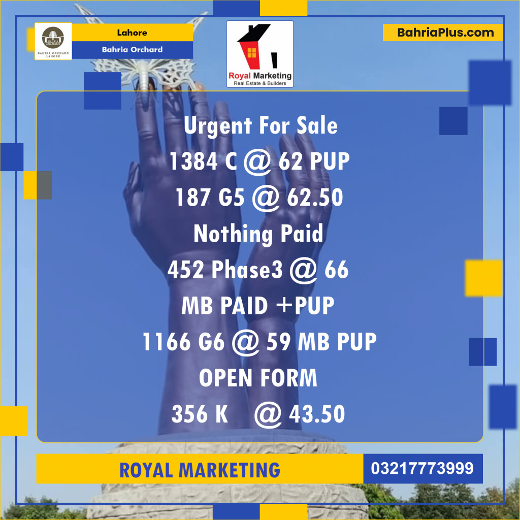 Residential Plot for Sale in Bahria Orchard, Lahore - (BP-136381)