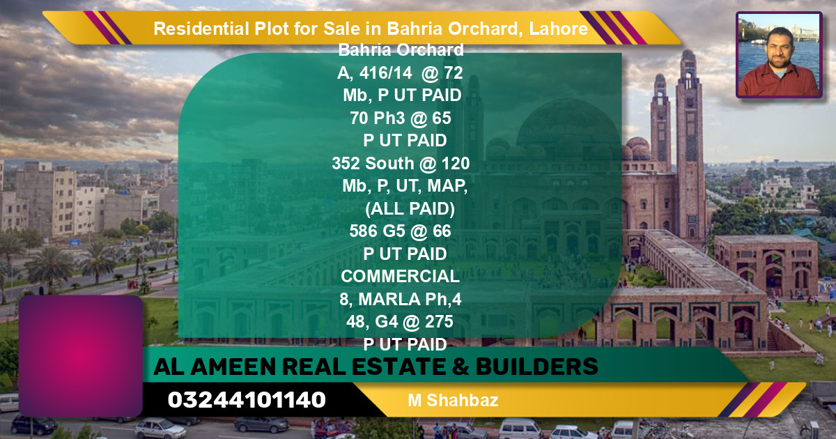Residential Plot for Sale in Bahria Orchard, Lahore - (BP-136401)