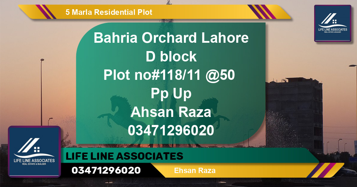 Residential Plot for Sale in Bahria Orchard, Lahore - (BP-136402)