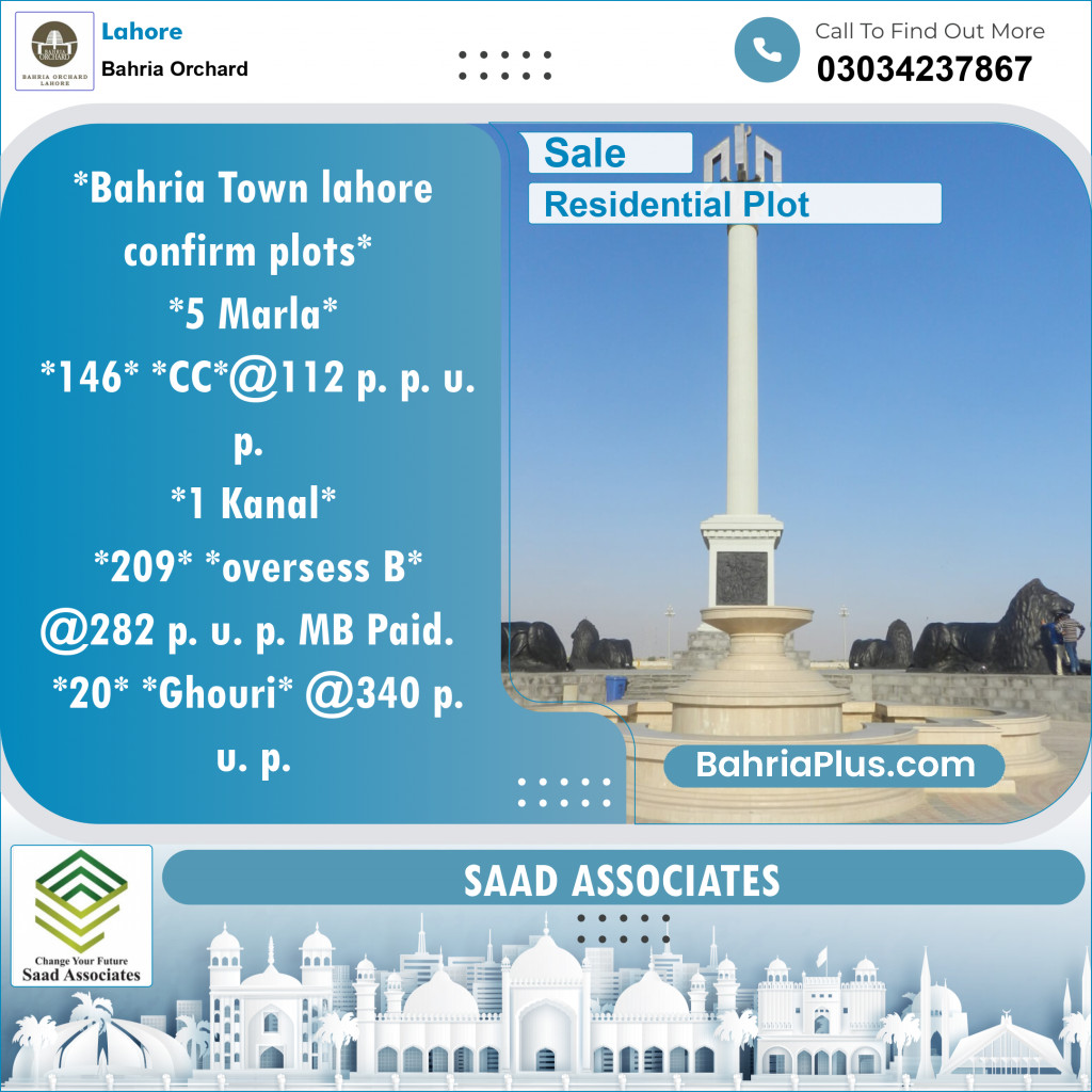 Residential Plot for Sale in Bahria Orchard, Lahore - (BP-136415)