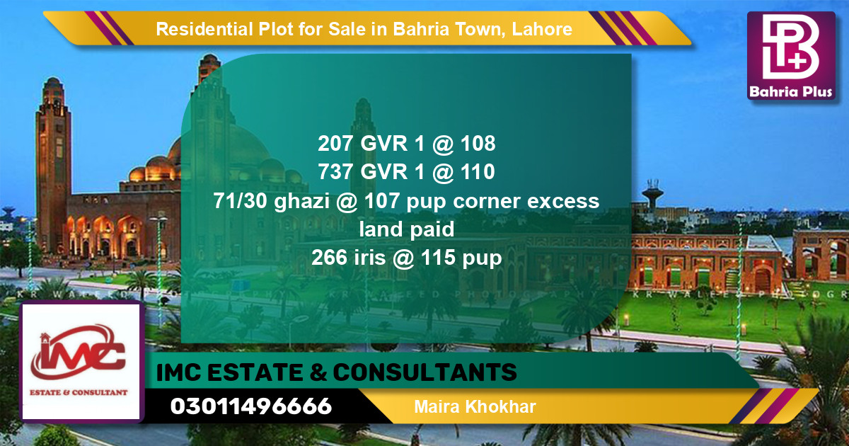 Residential Plot for Sale in Golf Phase 1 -  Bahria Town, Lahore - (BP-136422)
