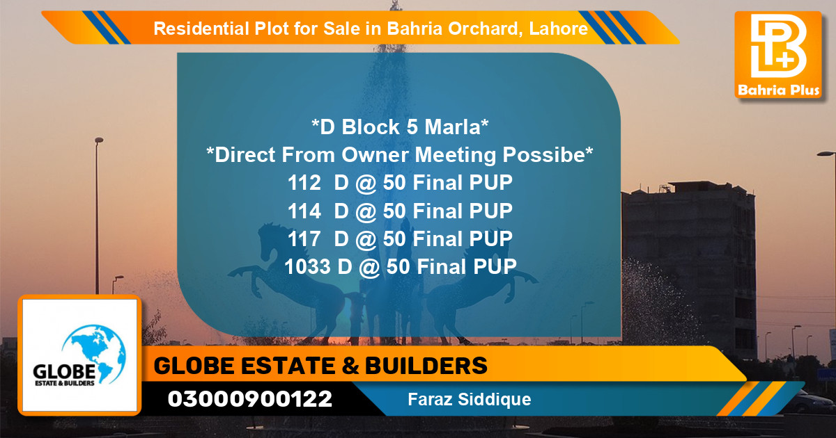 Residential Plot for Sale in Bahria Orchard, Lahore - (BP-136438)