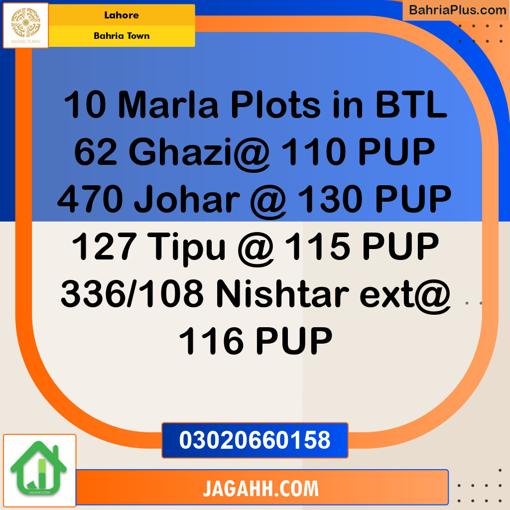 Residential Plot for Sale in Bahria Town, Lahore - (BP-136460)