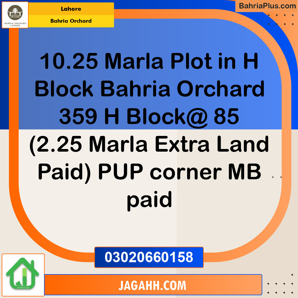 Residential Plot for Sale in Bahria Orchard, Lahore - (BP-136468)