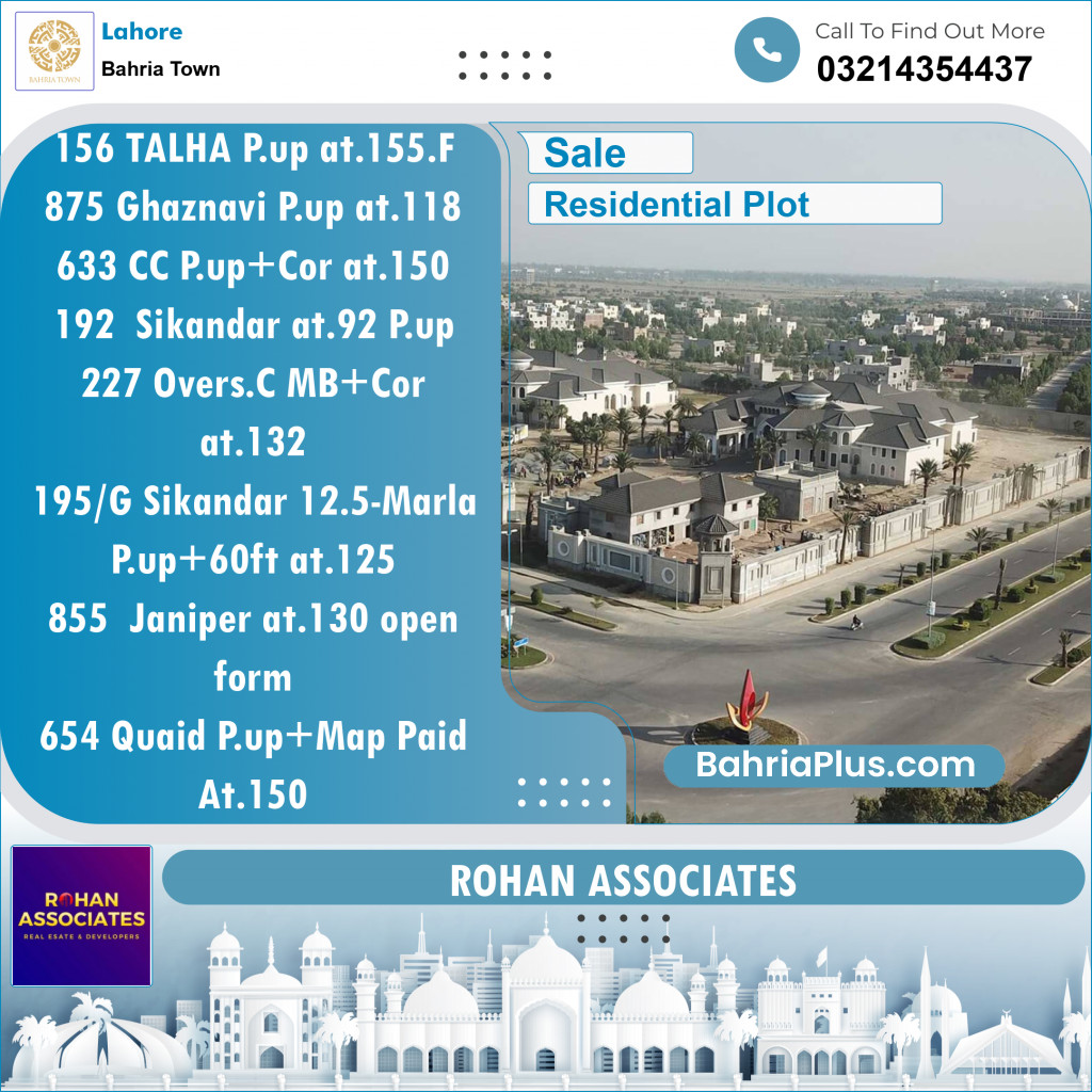 Residential Plot for Sale in Bahria Town, Lahore - (BP-136482)