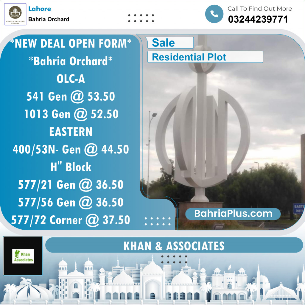 Residential Plot for Sale in Bahria Orchard, Lahore - (BP-136509)