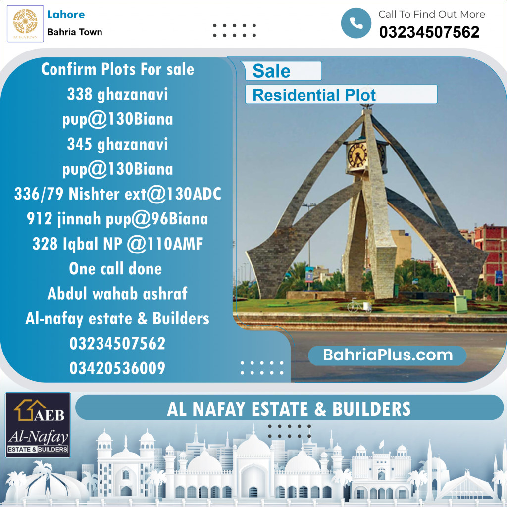 Residential Plot for Sale in Bahria Town, Lahore - (BP-136534)
