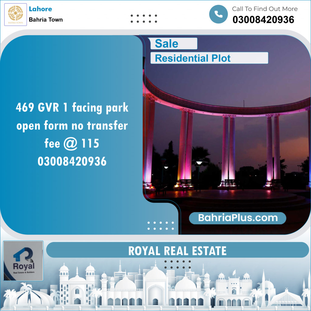 Residential Plot for Sale in Bahria Town, Lahore - (BP-136619)