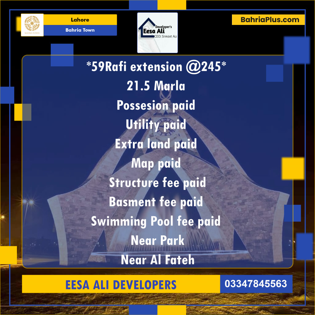 Residential Plot for Sale in Bahria Town, Lahore - (BP-136621)