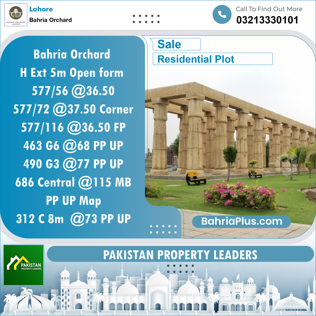 Residential Plot for Sale in Bahria Orchard, Lahore - (BP-136625)