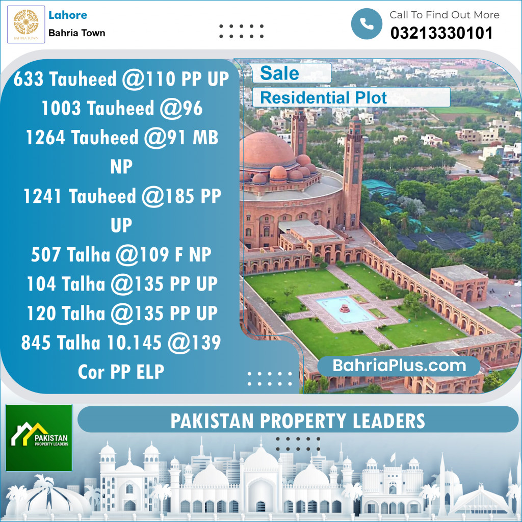 Residential Plot for Sale in Bahria Town, Lahore - (BP-136629)