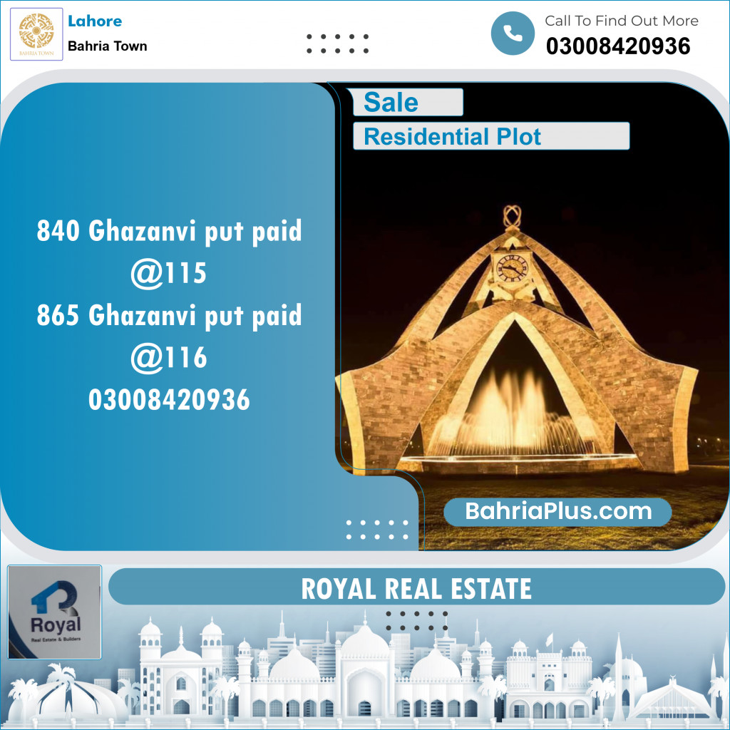 Residential Plot for Sale in Bahria Town, Lahore - (BP-136631)