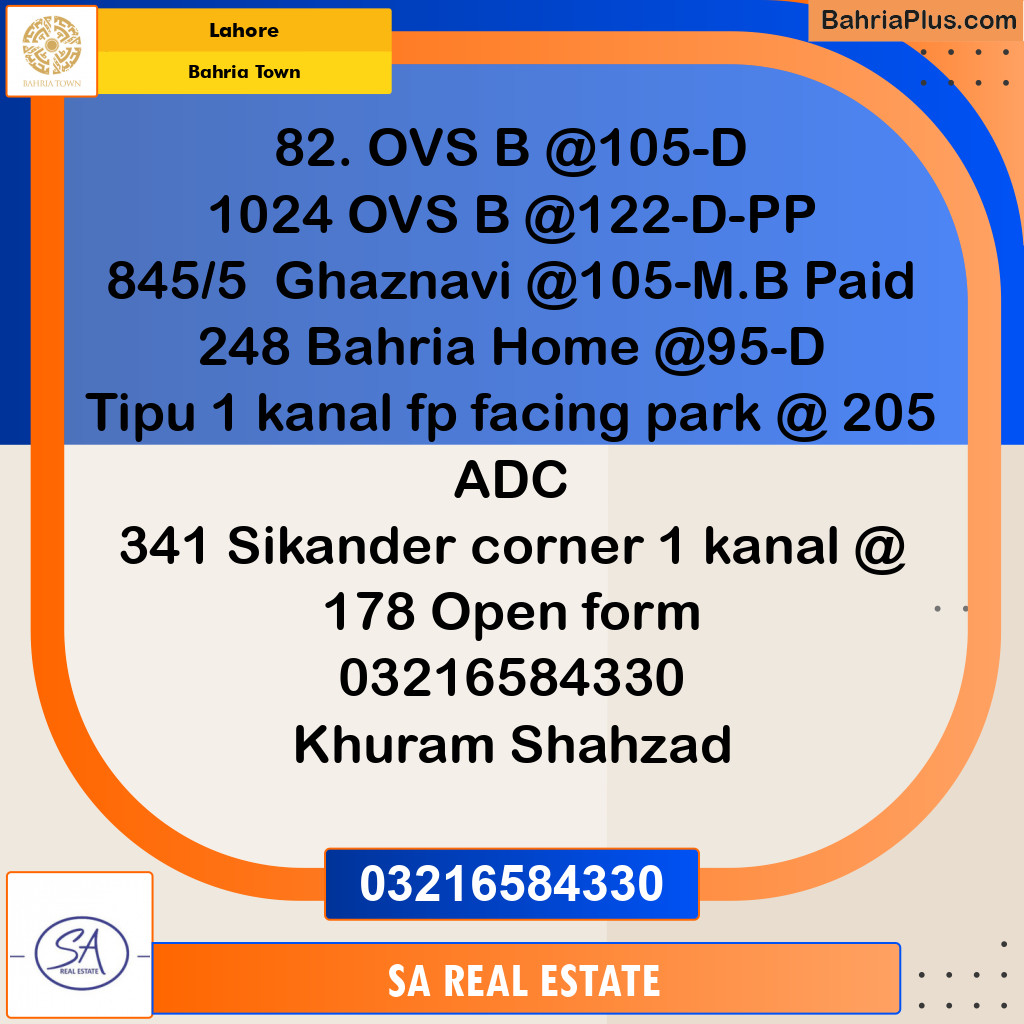 Residential Plot for Sale in Overseas B -  Bahria Town, Lahore - (BP-136662)