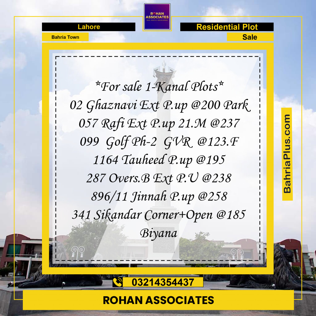 Residential Plot for Sale in Bahria Town, Lahore - (BP-136674)