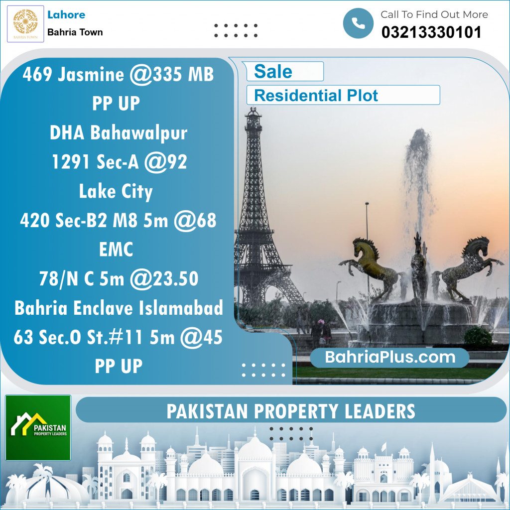 Residential Plot for Sale in Bahria Town, Lahore - (BP-136715)