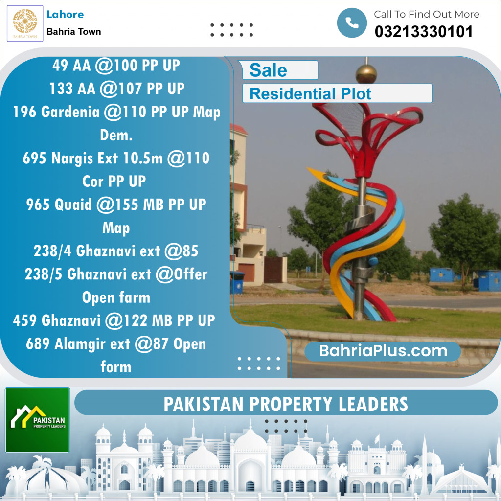 Residential Plot for Sale in Bahria Town, Lahore - (BP-136719)