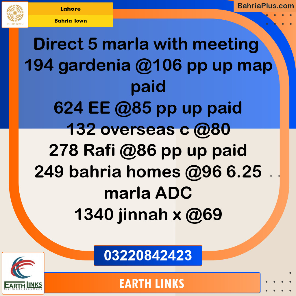 Residential Plot for Sale in Bahria Town, Lahore - (BP-136737)