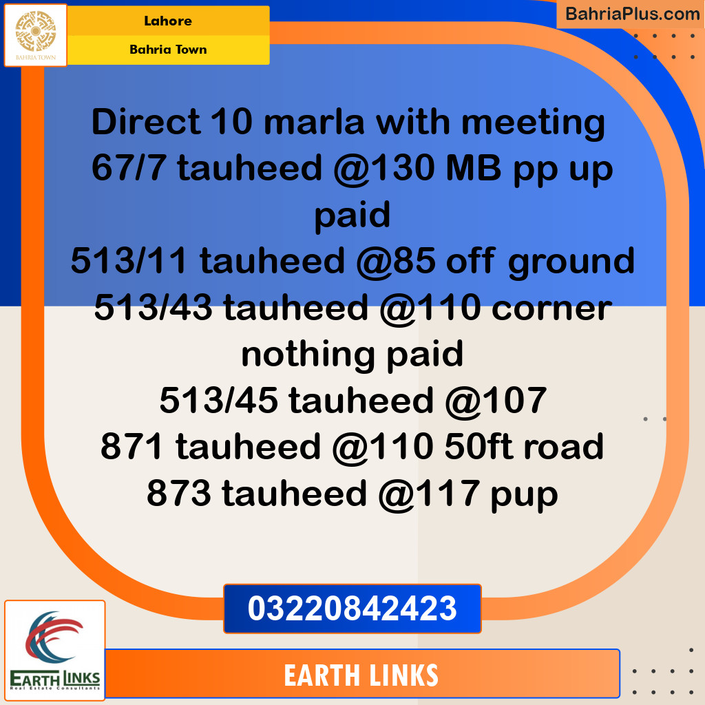 Residential Plot for Sale in Bahria Town, Lahore - (BP-136750)