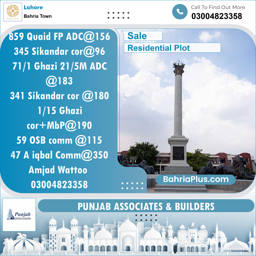 Residential Plot for Sale in Bahria Town, Lahore - (BP-136824)