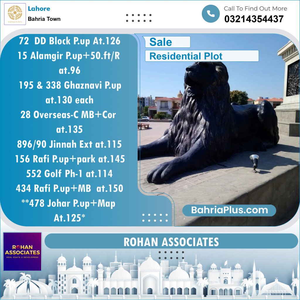Residential Plot for Sale in Bahria Town, Lahore - (BP-136845)