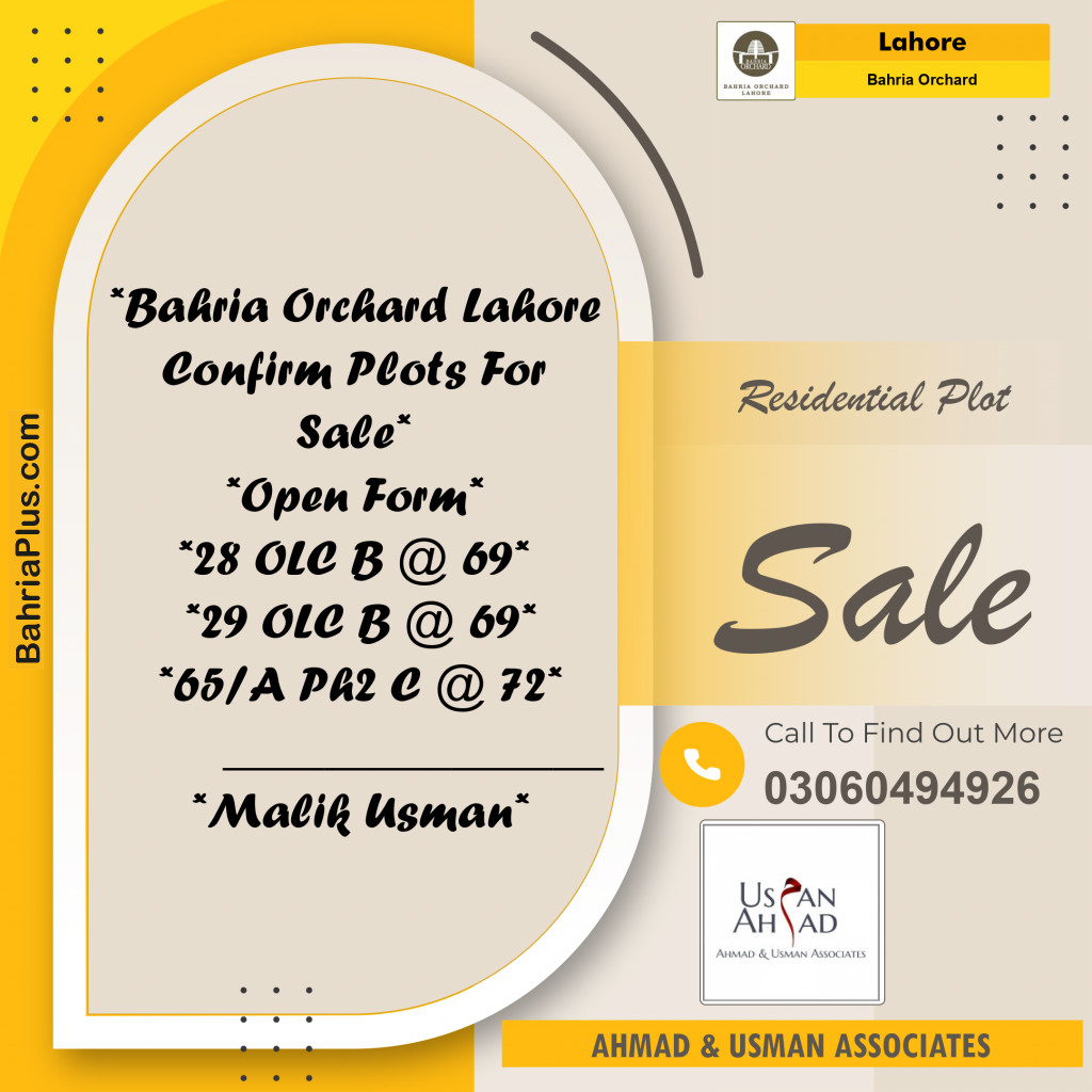 Residential Plot for Sale in Bahria Orchard, Lahore - (BP-136887)