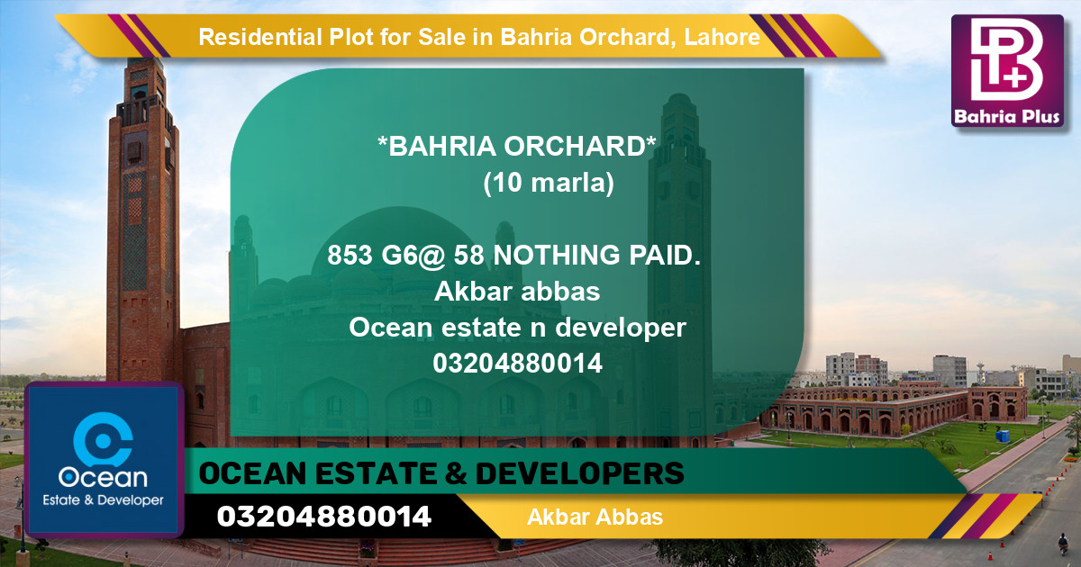 Residential Plot for Sale in Bahria Orchard, Lahore - (BP-136892)