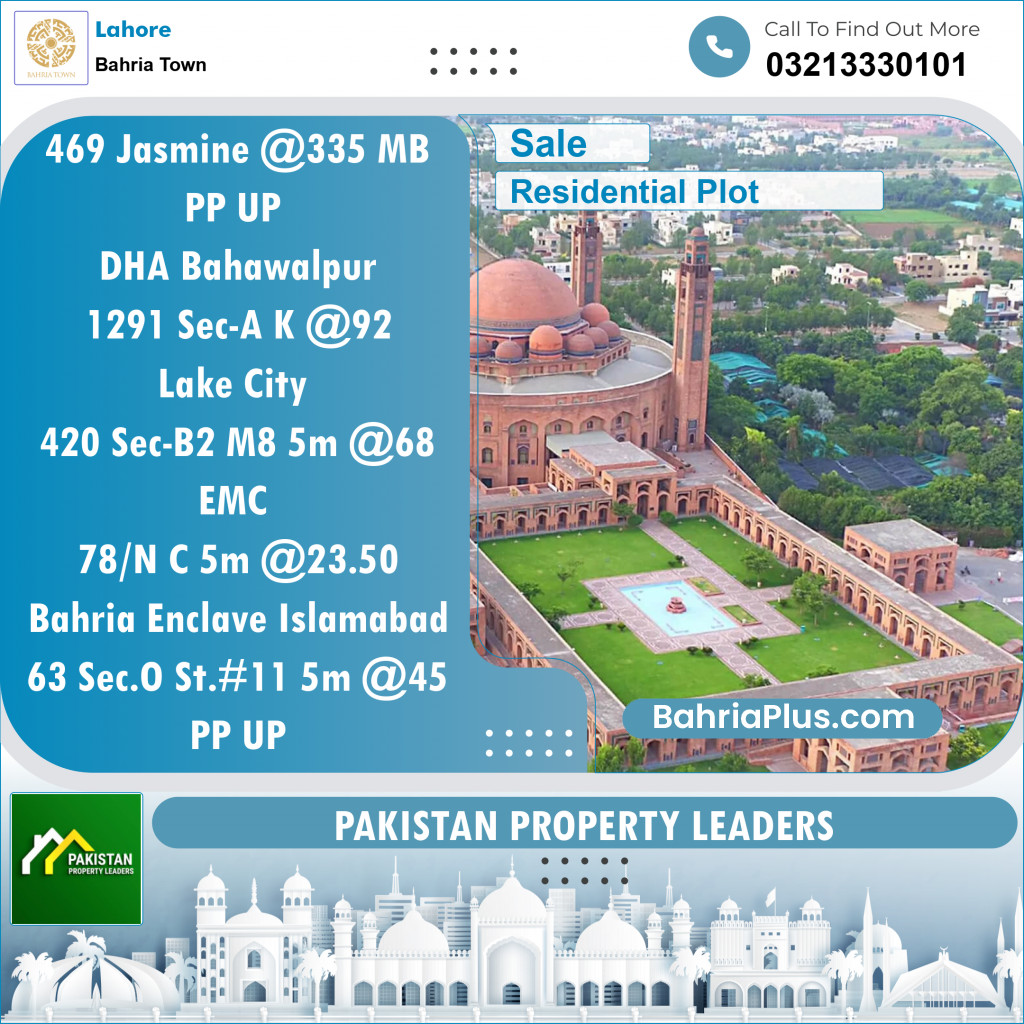 Residential Plot for Sale in Bahria Town, Lahore - (BP-136906)