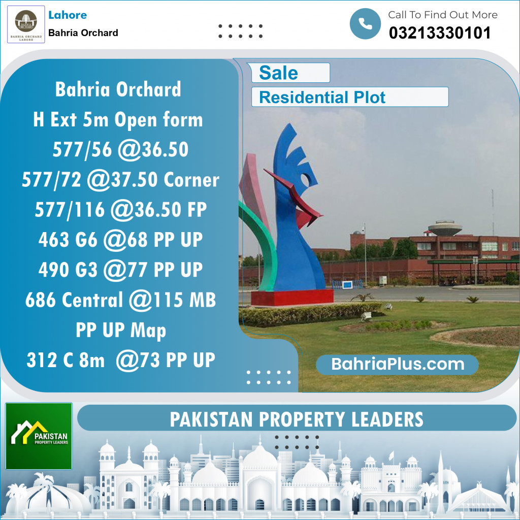 Residential Plot for Sale in Bahria Orchard, Lahore - (BP-136907)
