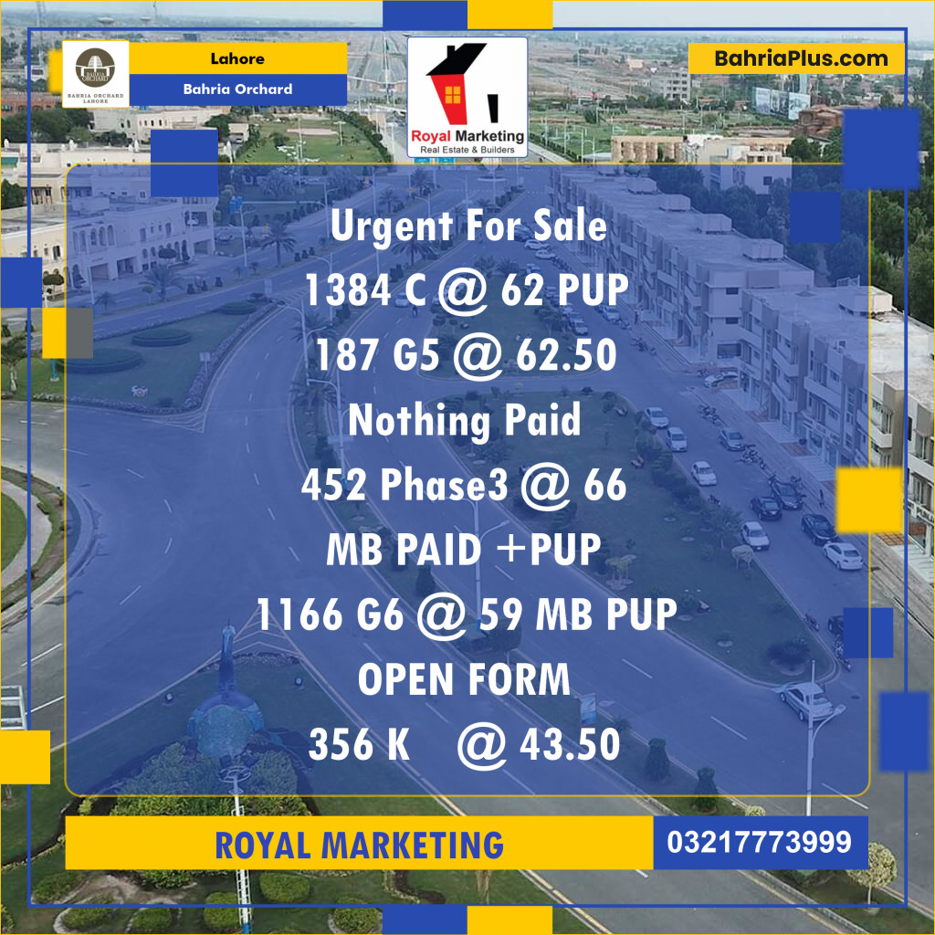 Residential Plot for Sale in Bahria Orchard, Lahore - (BP-136919)