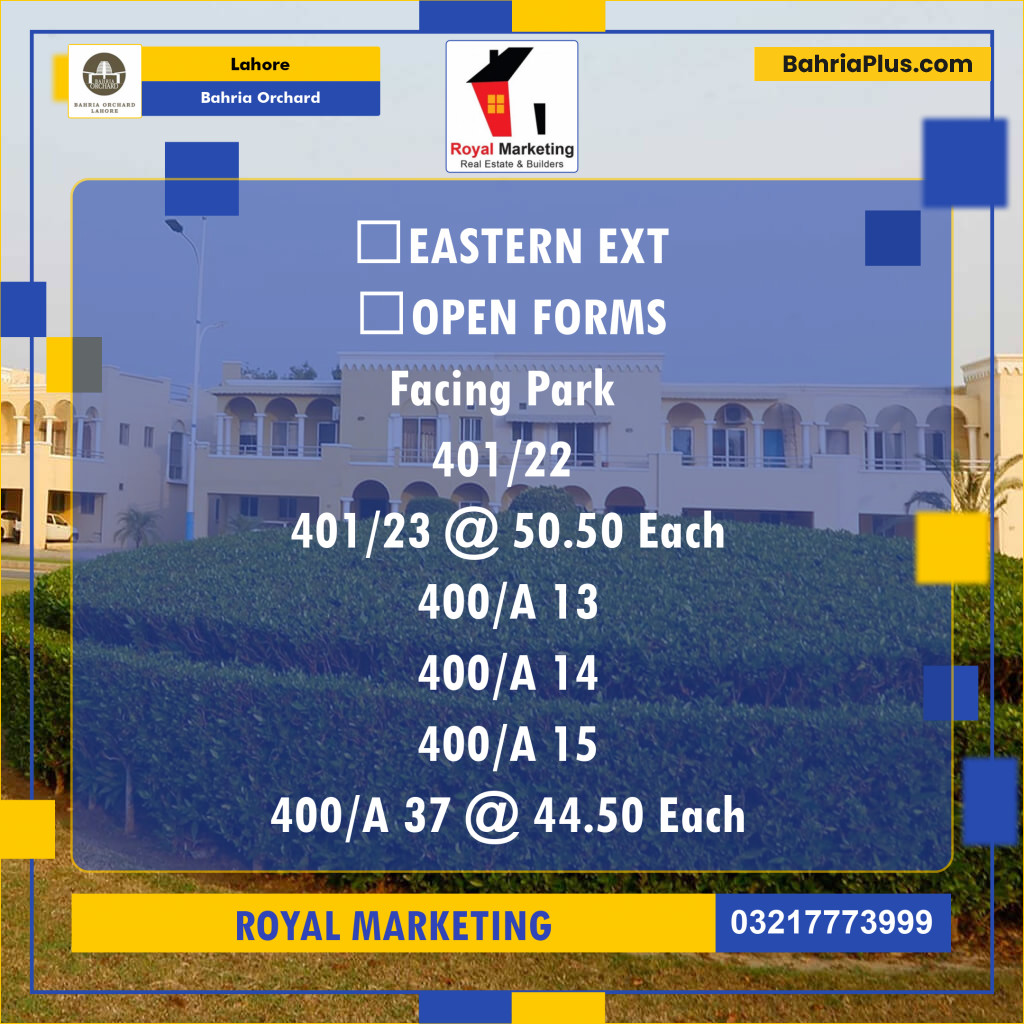 Residential Plot for Sale in Bahria Orchard, Lahore - (BP-136920)
