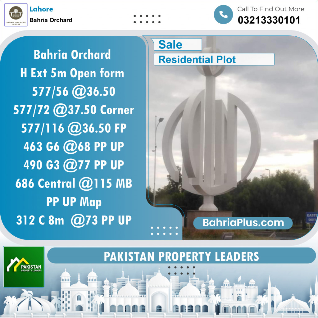 Residential Plot for Sale in Bahria Orchard, Lahore - (BP-136971)