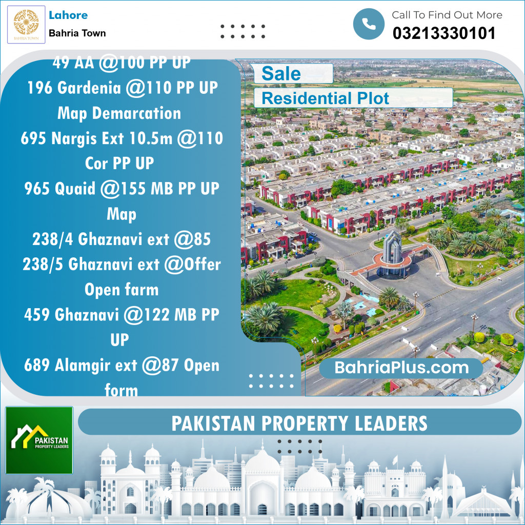 Residential Plot for Sale in Bahria Town, Lahore - (BP-136972)