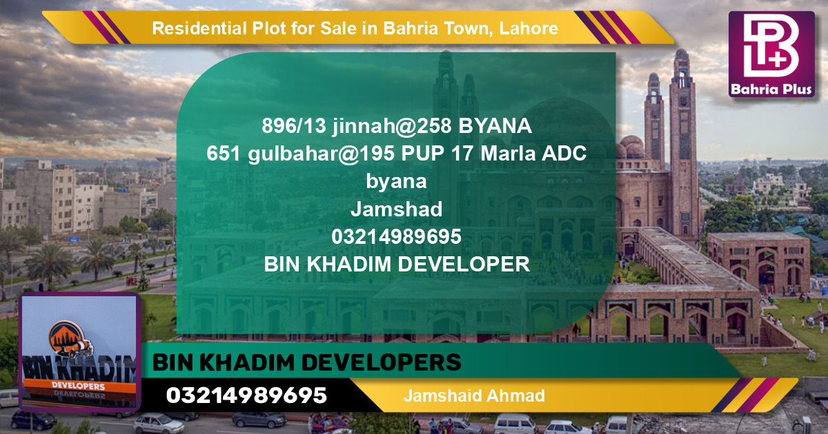Residential Plot for Sale in Bahria Town, Lahore - (BP-137004)