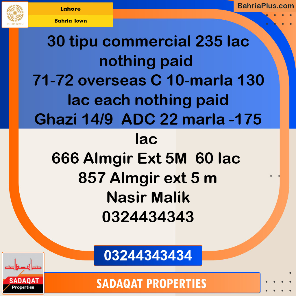 Residential Plot for Sale in Bahria Town, Lahore - (BP-137046)