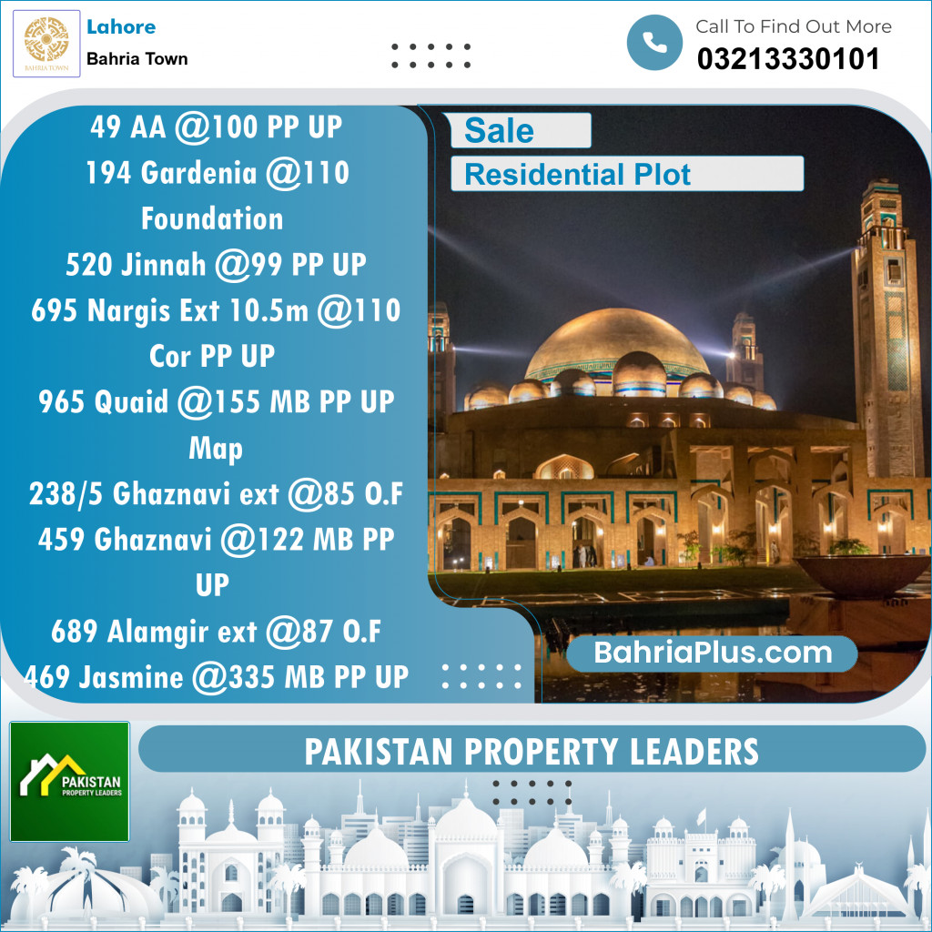 Residential Plot for Sale in Bahria Town, Lahore - (BP-137069)