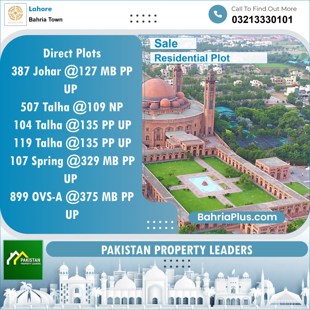 Residential Plot for Sale in Bahria Town, Lahore - (BP-137070)