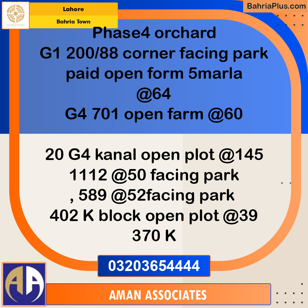 Residential Plot for Sale in Bahria Town, Lahore - (BP-137086)