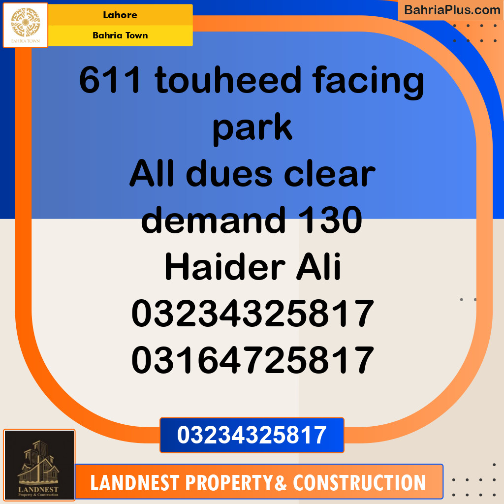 Residential Plot for Sale in Bahria Town, Lahore - (BP-137095)