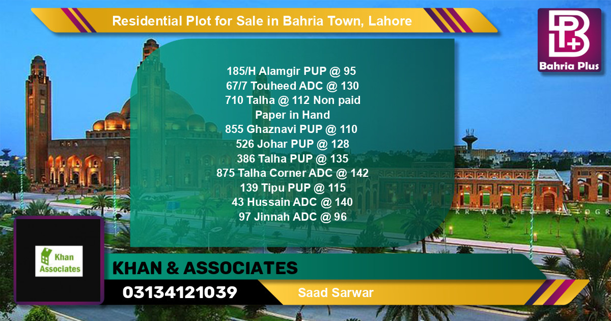 Residential Plot for Sale in Bahria Town, Lahore - (BP-137102)