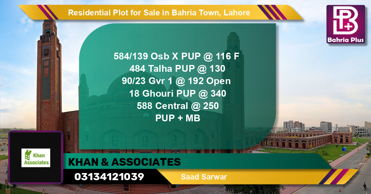 Residential Plot for Sale in Bahria Town, Lahore - (BP-137106)