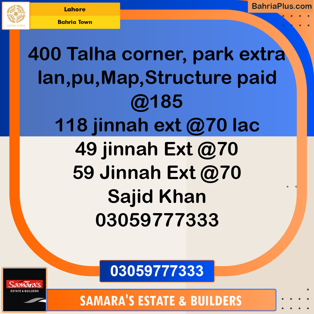 Residential Plot for Sale in Bahria Town, Lahore - (BP-137120)