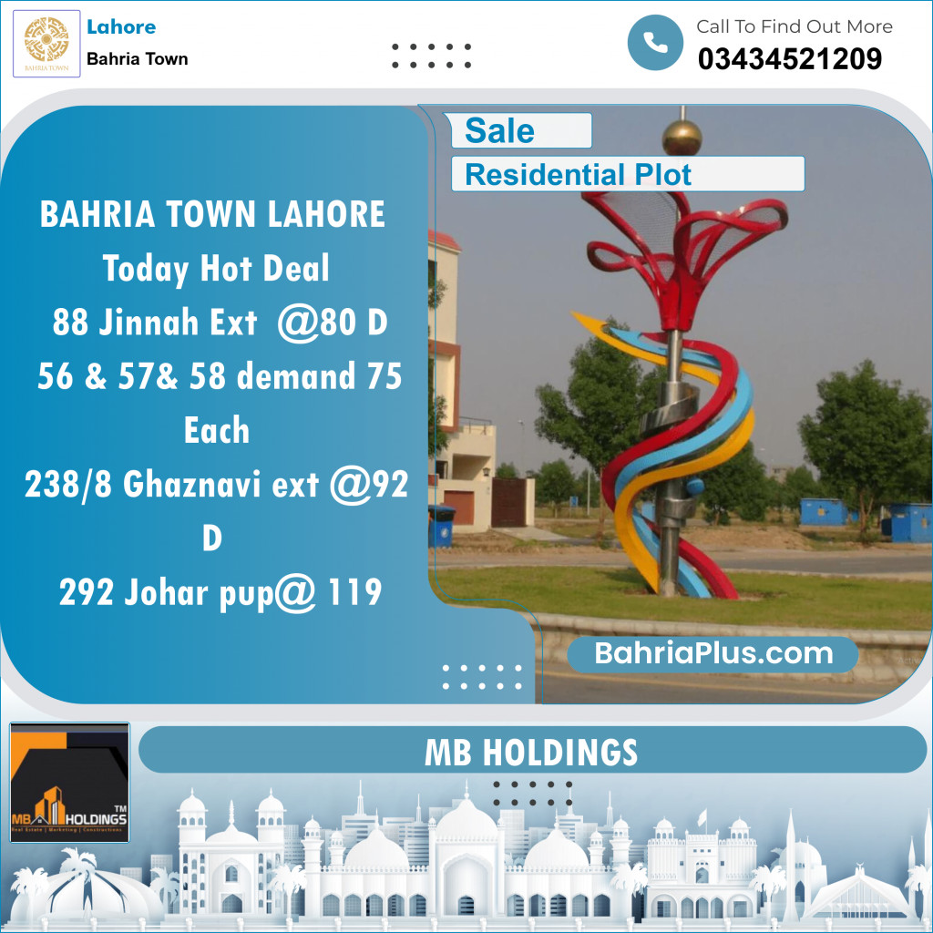 Residential Plot for Sale in Bahria Town, Lahore - (BP-137134)