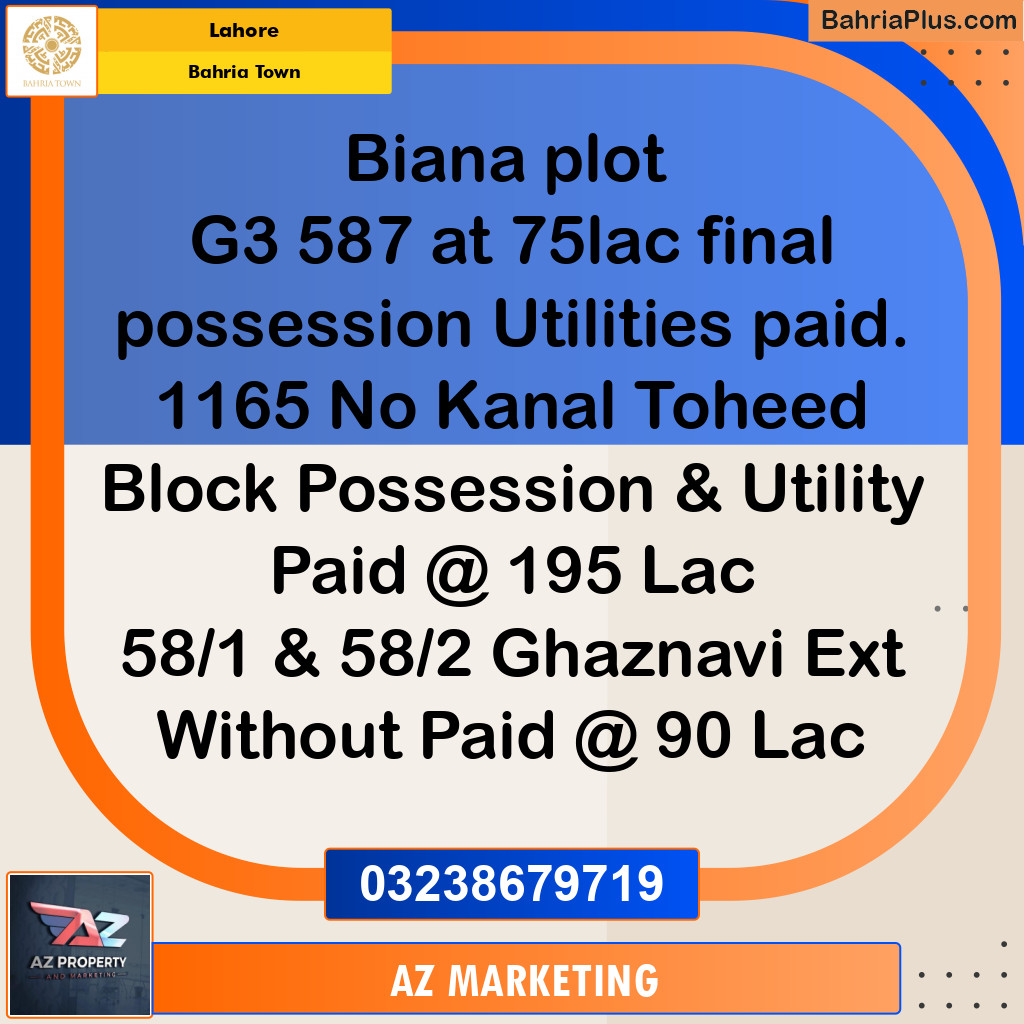 Residential Plot for Sale in Bahria Town, Lahore - (BP-137154)