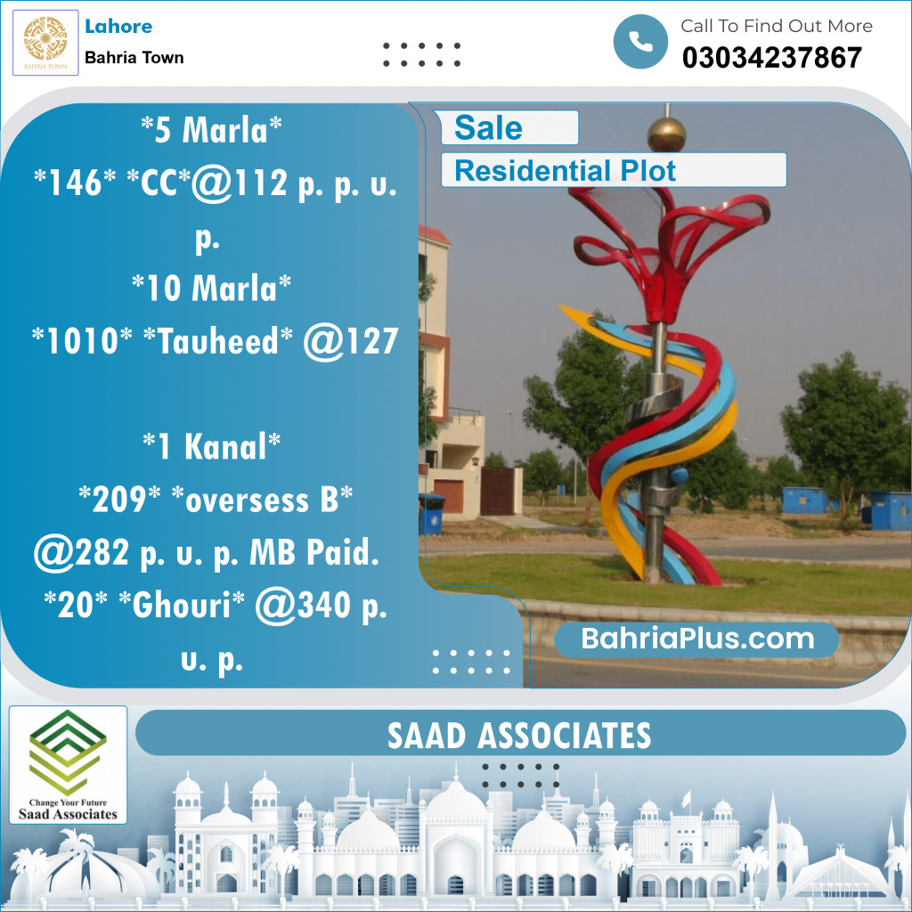 Residential Plot for Sale in Bahria Town, Lahore - (BP-137214)