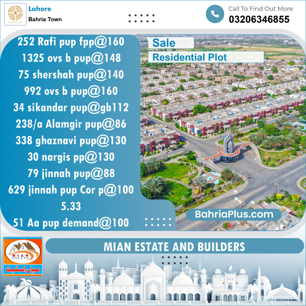 Residential Plot for Sale in Bahria Town, Lahore - (BP-137223)